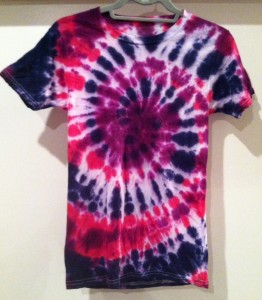 purple, pink and white tie dye t-shirt